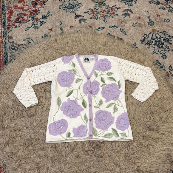Storybook Knits floral sweater large - Picture 1 of 6